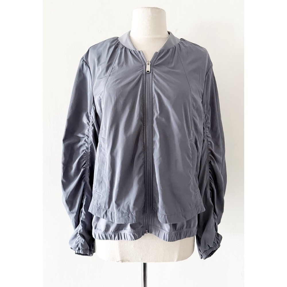 Athleta Wayfarer Full Zip Bomber Jacket in Coastline Blue Size Medium (M)